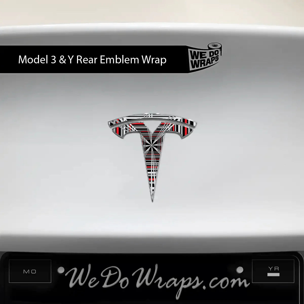 Plaid Performance Mode Tesla Emblem Decals (Front + Back) | Model Y