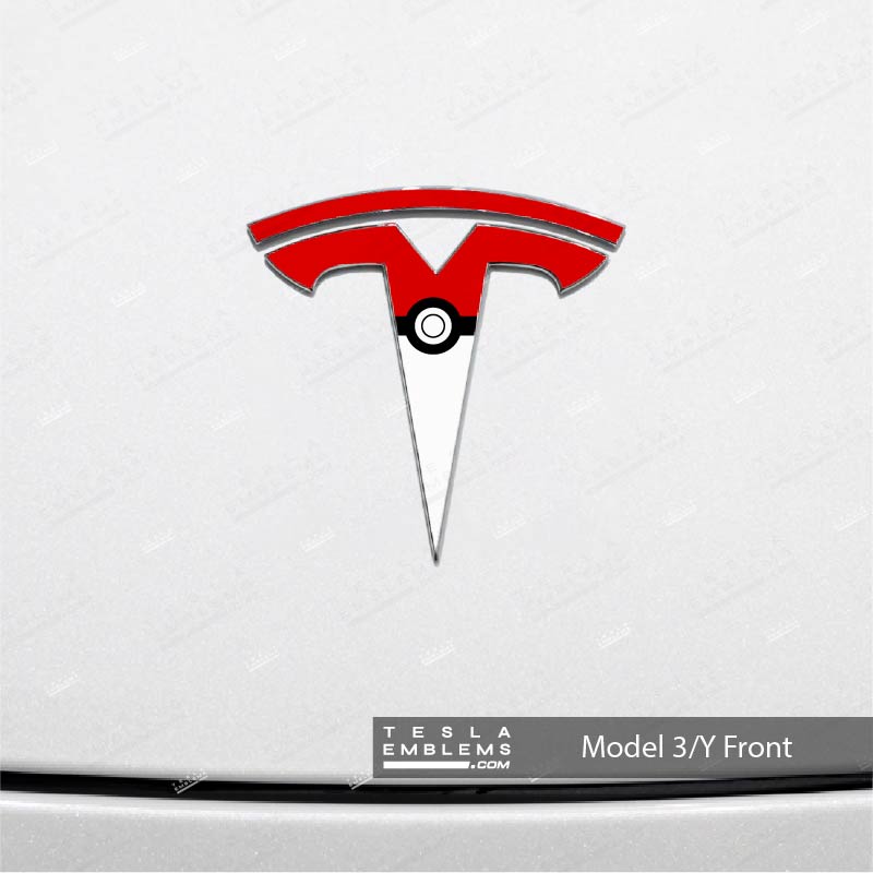 Poké Ball Tesla Emblem Decals (Front + Back) | Model Y