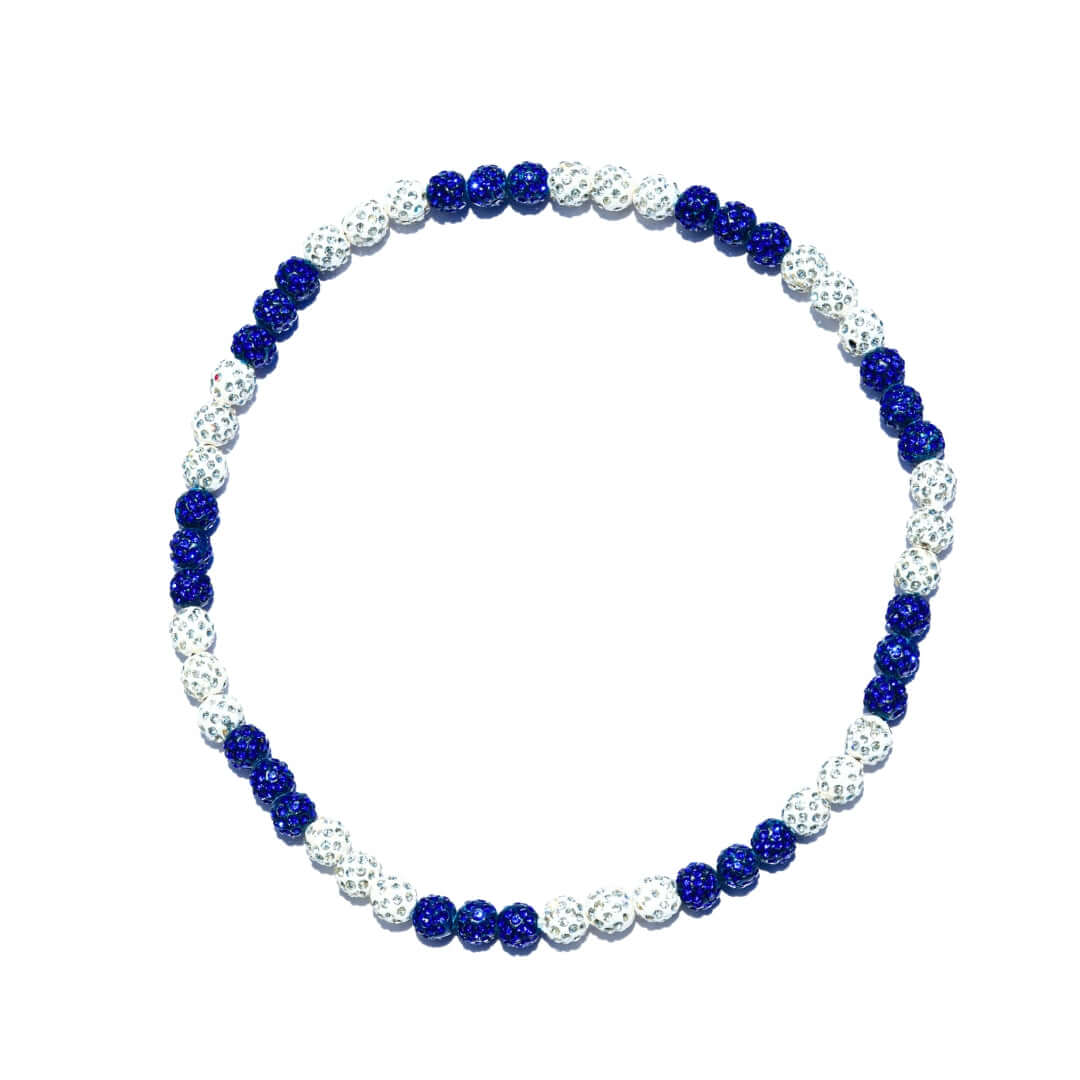 Polar Ice Iced Out Baseball Bead Necklace | White & Blue