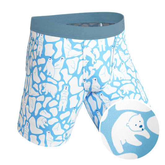 The Polar Polka | Polar Bear Scene Long Leg Ball Hammock® Pouch Underwear With Fly