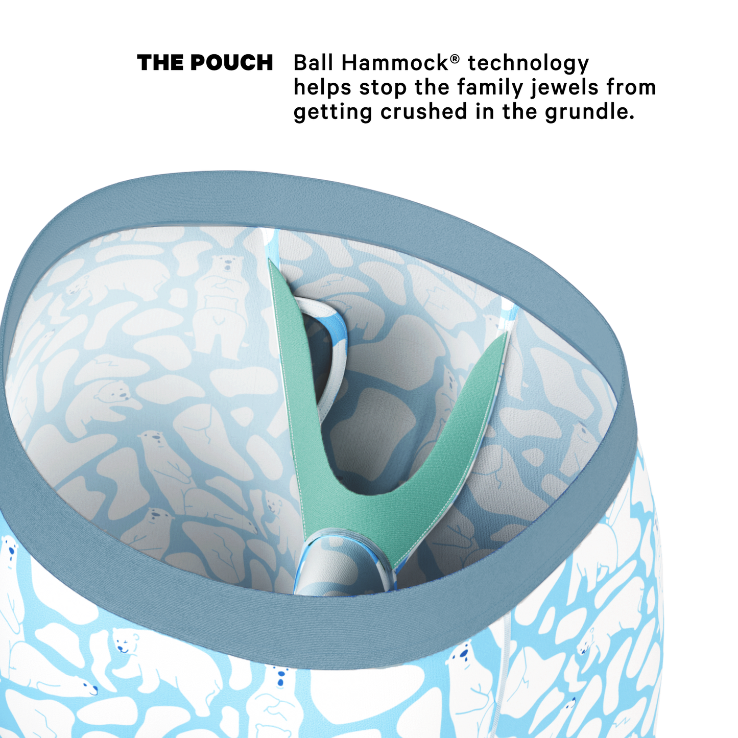 The Polar Polka | Polar Bear Scene Long Leg Ball Hammock® Pouch Underwear With Fly