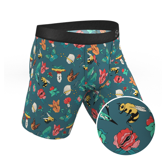 The Pollination Station | Birds and Bees Long Leg Ball Hammock® Pouch Underwear With Fly