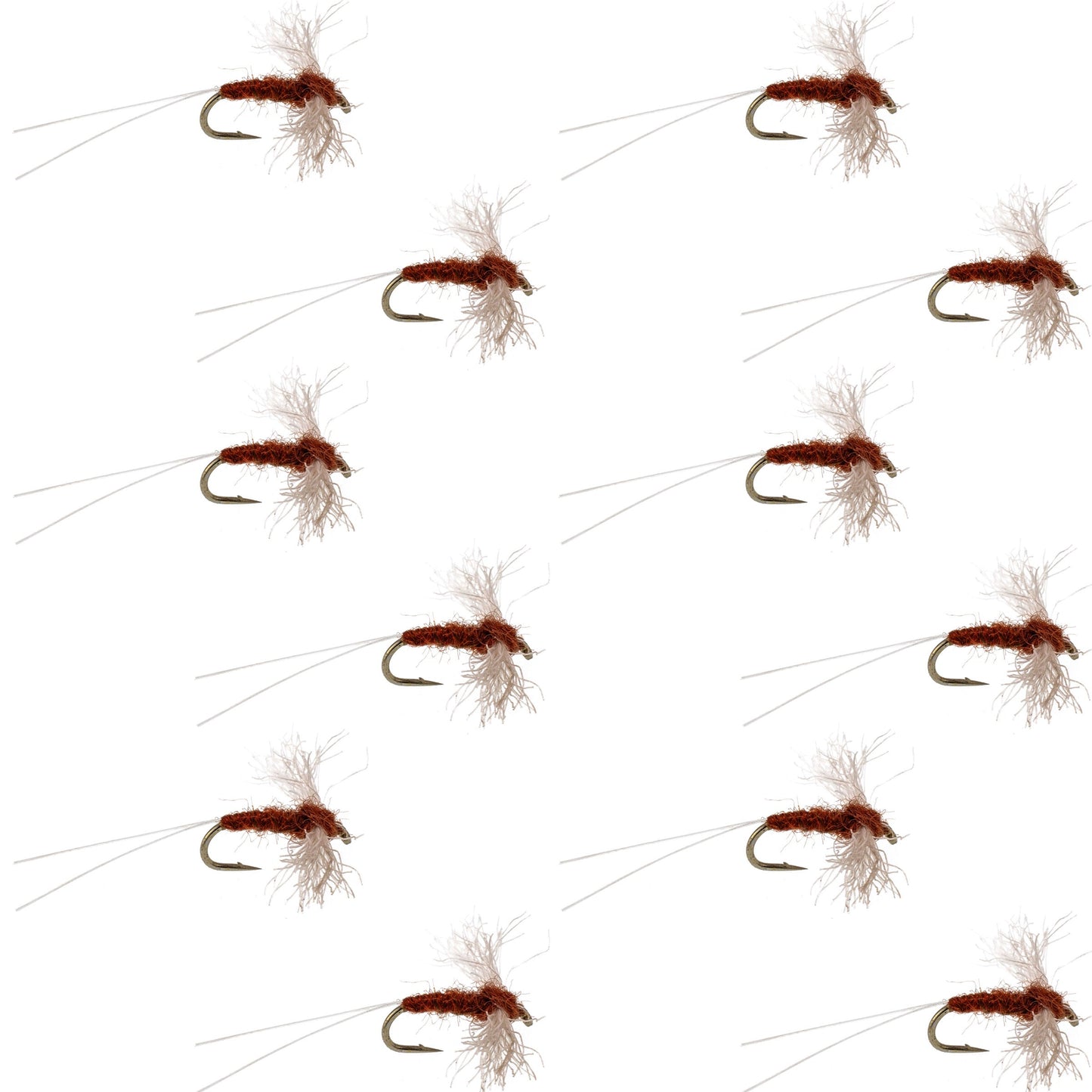 Poly Wing Rusty Spinner Mayfly 12 Flies Hook Size 16