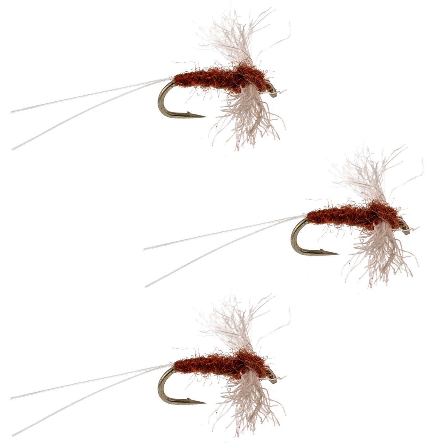 3 Pack Poly Wing Rusty Spinner Mayfly Flies Hook Size 16