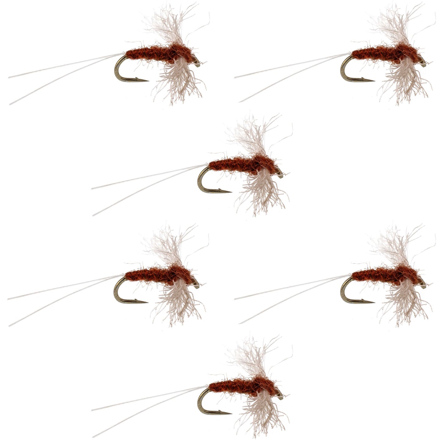 Poly Wing Rusty Spinner Mayfly 6 Flies Hook Size 20