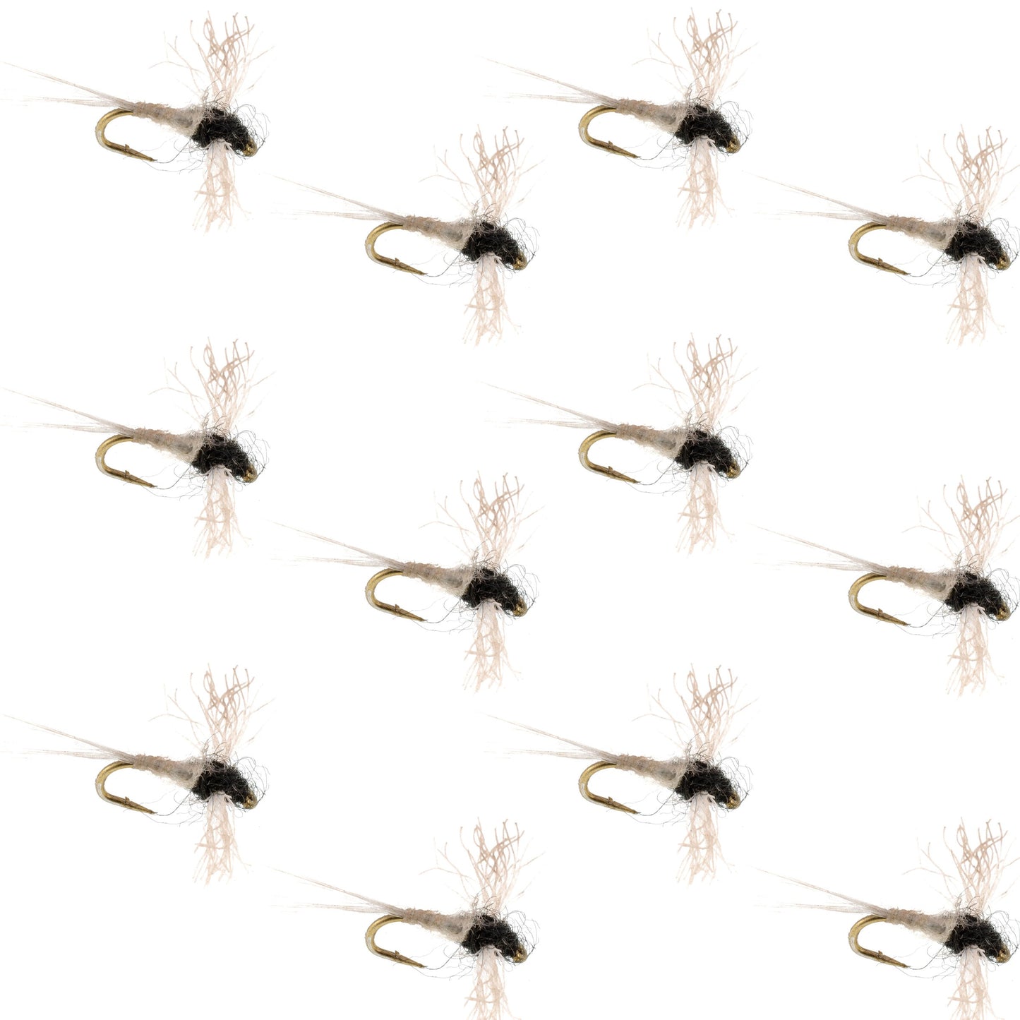 Z-Lon Wing Trico Spinner Kapok Body Hook 12 Flies Size 20