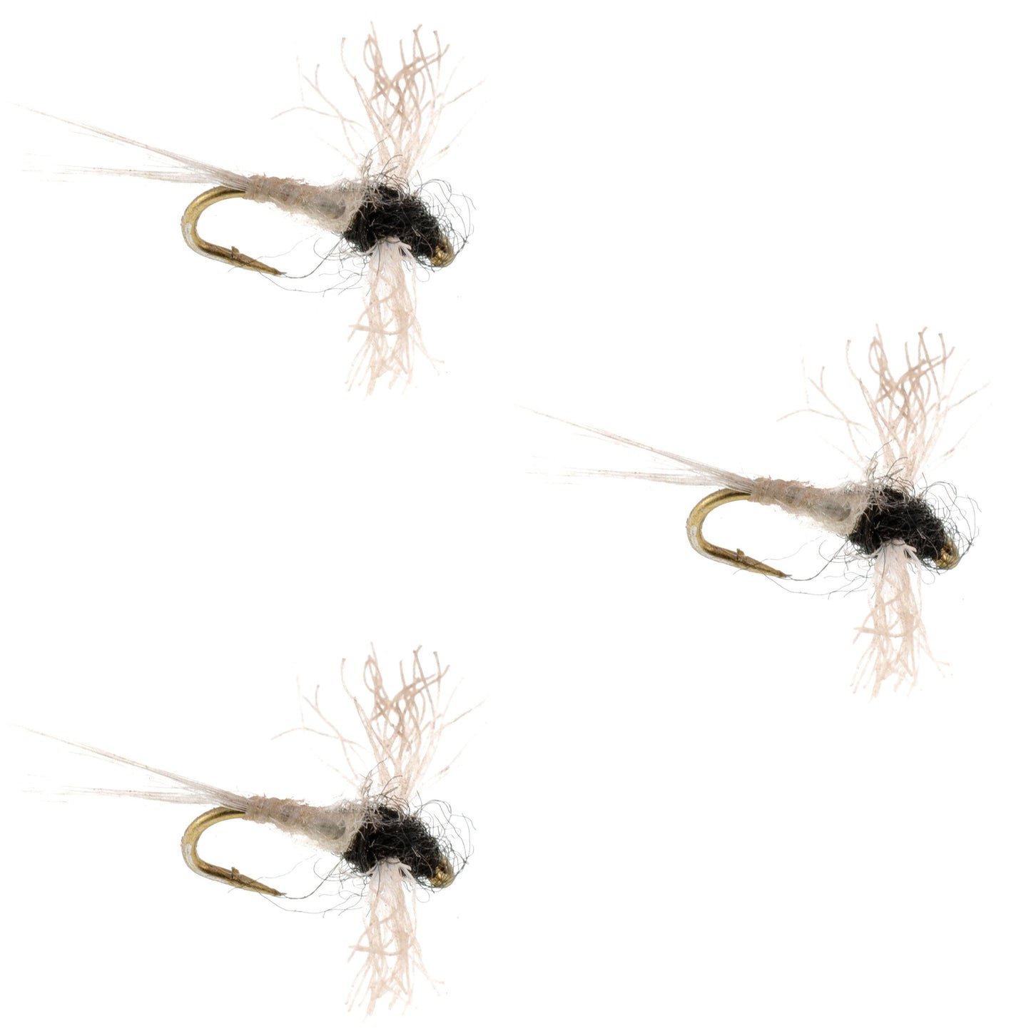 3 Pack Z-Lon Wing Trico Spinner Kapok Body Flies Size 20