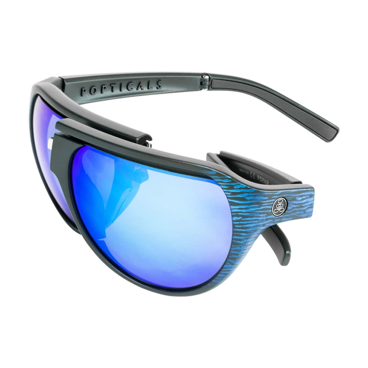 POPAIR Aviators | Matte Blue/Black Wood Grain | Gray/Blue Mirror | Popticals
