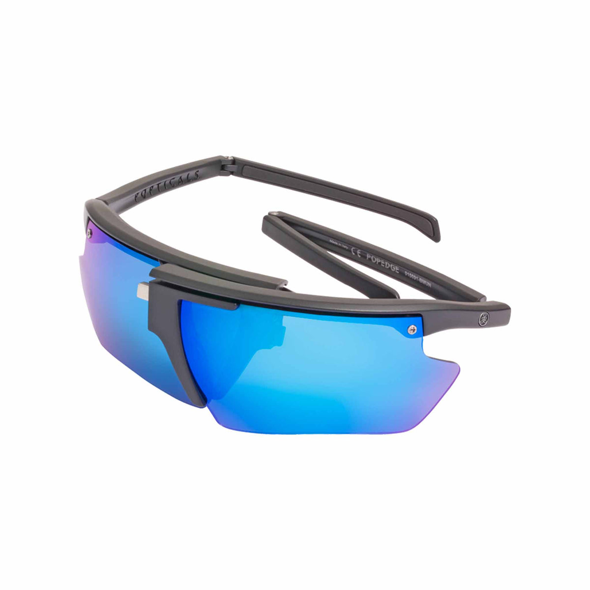 POPEDGE | Small Matte Black | Polarized Gray/Blue Mirror | Popticals