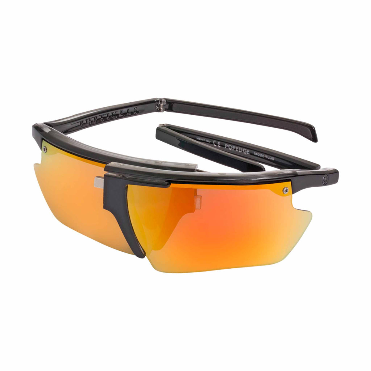 POPEDGE | Small Gloss Black/Crystal | Polarized Gray/Orange Mirror | Popticals
