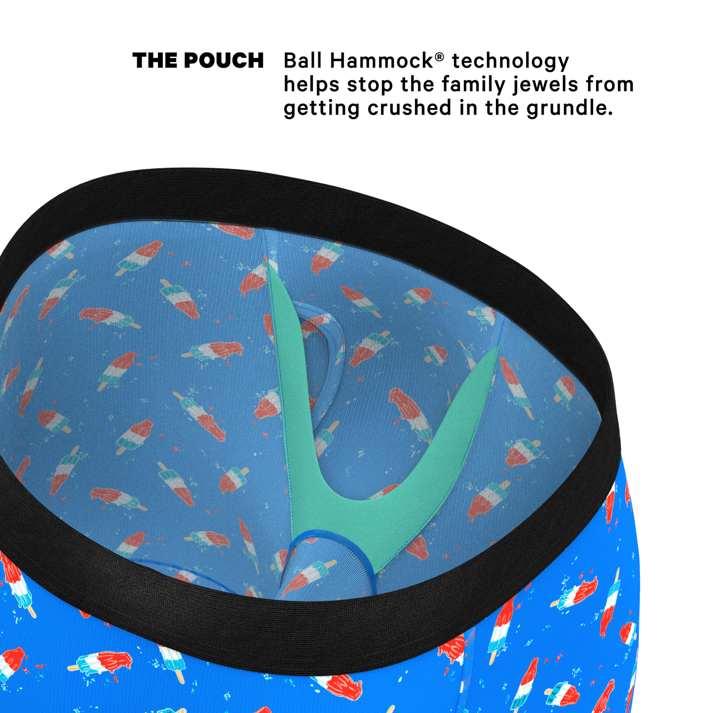 The Popsicle Stick Apex | USA Popsicle Long Leg Ball Hammock® Pouch Underwear With Fly