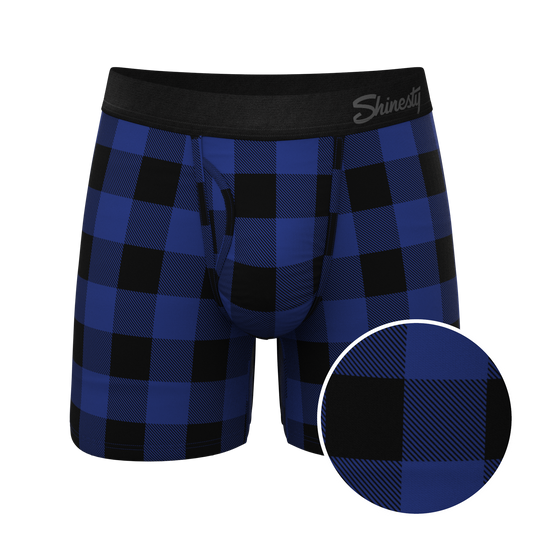 The Precious Plums | Blue Plaid Ball Hammock® Pouch Underwear With Fly