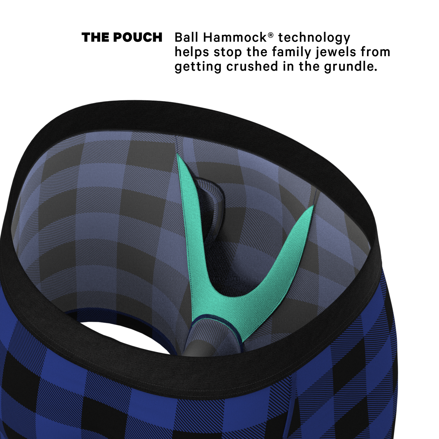 The Precious Plums | Blue Plaid Ball Hammock® Pouch Underwear With Fly