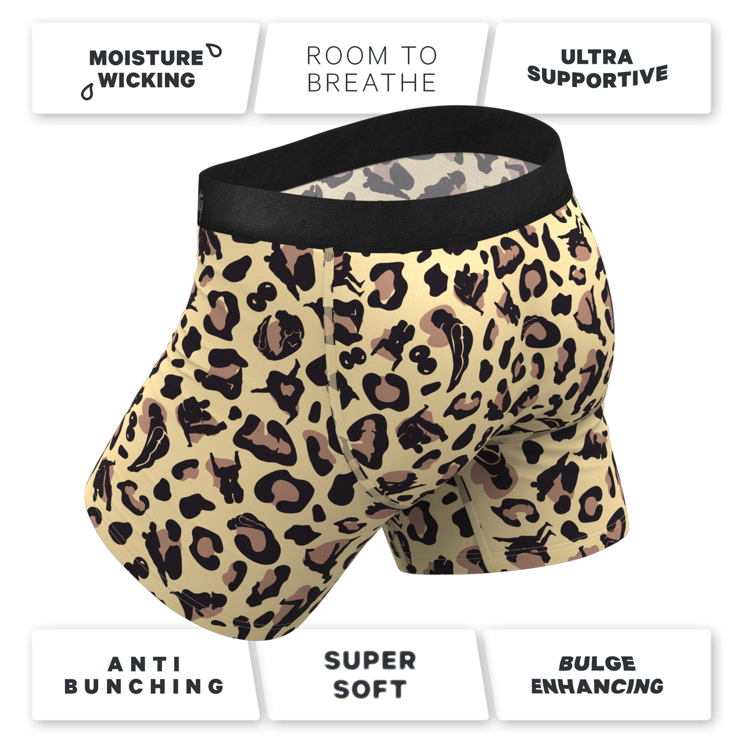 The Primal Passion | Naughty Cheetah Print Ball Hammock® Pouch Underwear With Fly