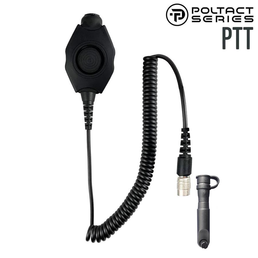 Tactical Radio Amplified PTT for Headset w/ Quick Disconnect(Hirose): US/Civilian/"Peltor" Wiring, Select ComTac III, XPI Models & Select Helicopter Headsets - Hytera PD-6xx, HP6 & HP7 Series, X1e, X1p, Z1p & More