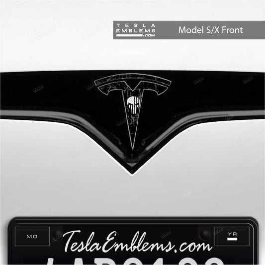 Punisher Tesla Emblem Decals (Front + Back) | Model S