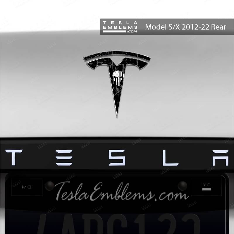 Punisher Tesla Emblem Decals (Front + Back) | Model X