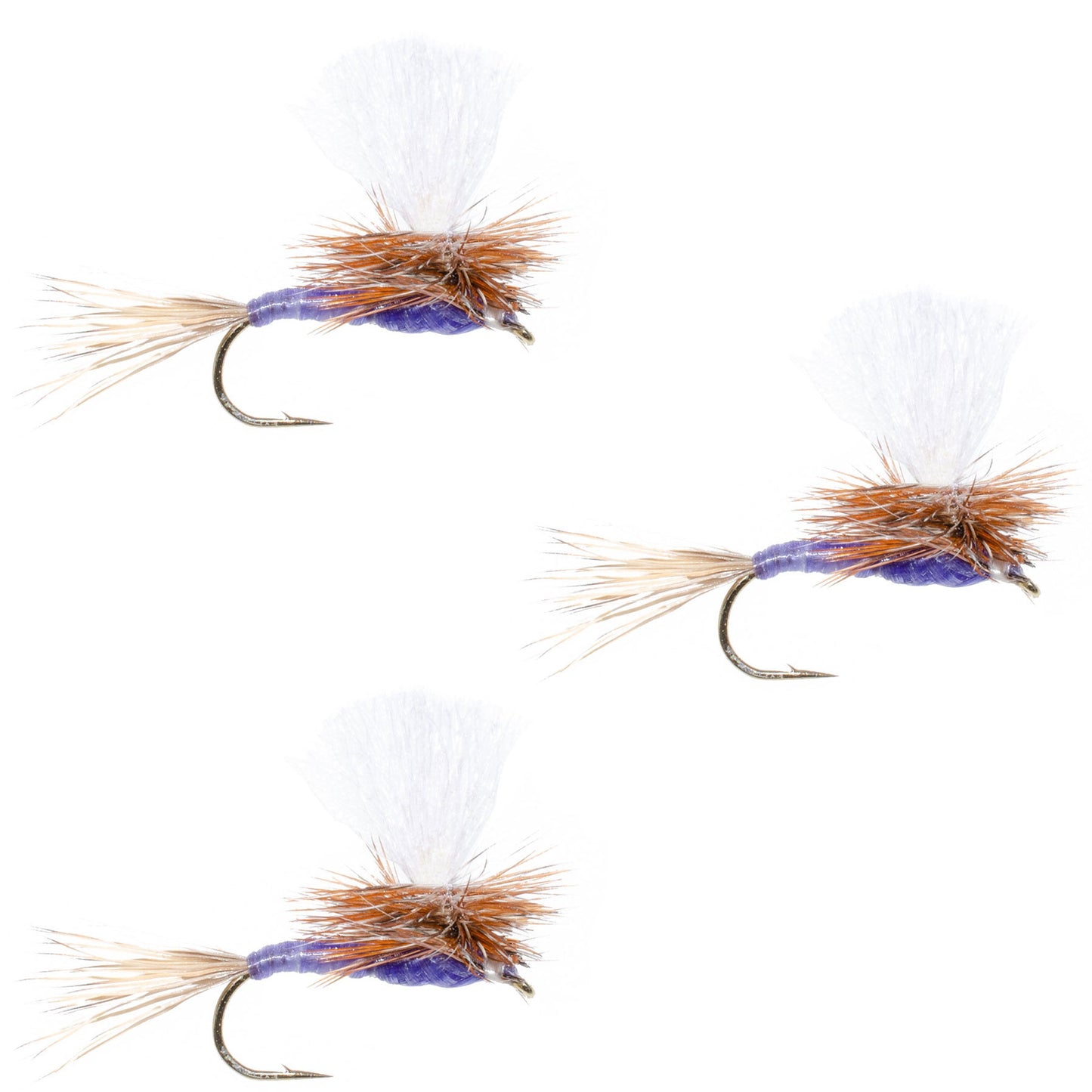 3 Pack Parachute Purple Haze Dry Fly - Size 14