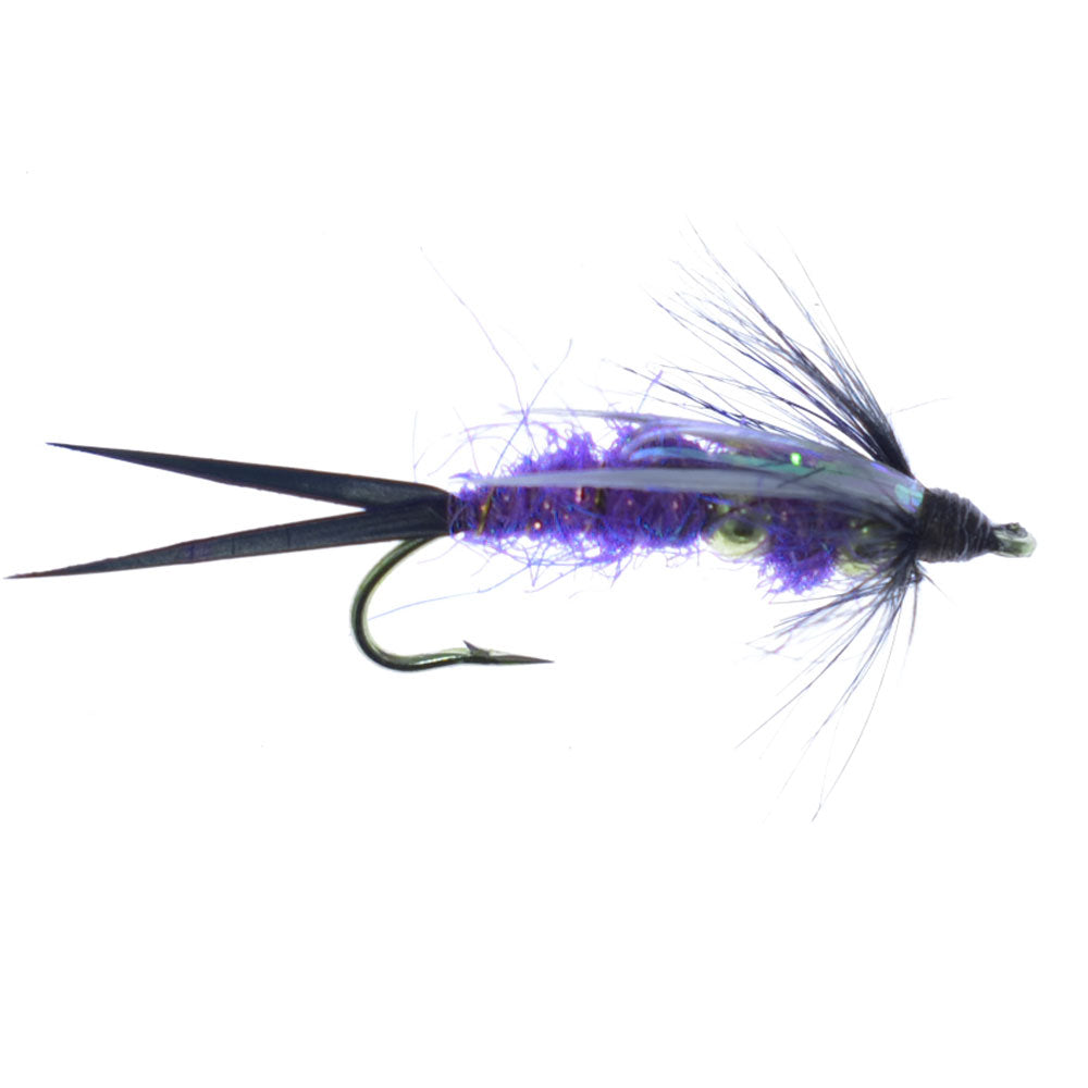 3 Pack Double Bead Purple Psycho Prince Nymph Fly - Size 12