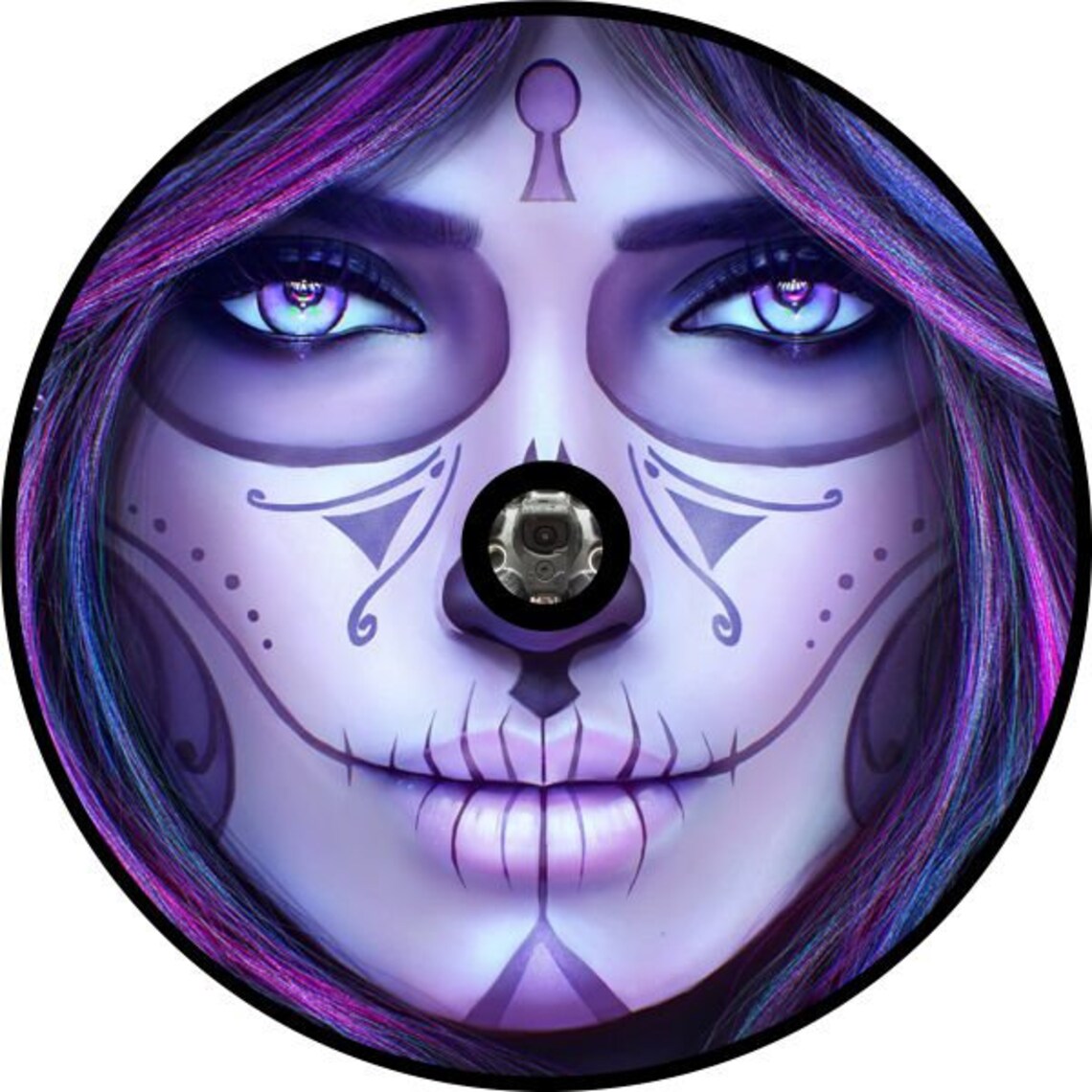 DÃ­a de los Muertos Purple Sugar Skull Spare Tire Cover