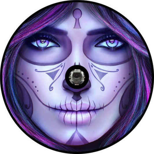 DÃ­a de los Muertos Purple Sugar Skull Spare Tire Cover