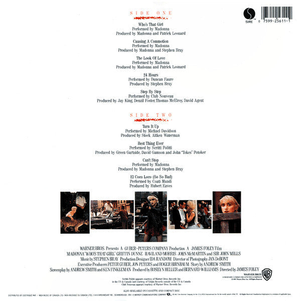 Madonna – Who's That Girl (Original Motion Picture Soundtrack) Vinyl LP Record