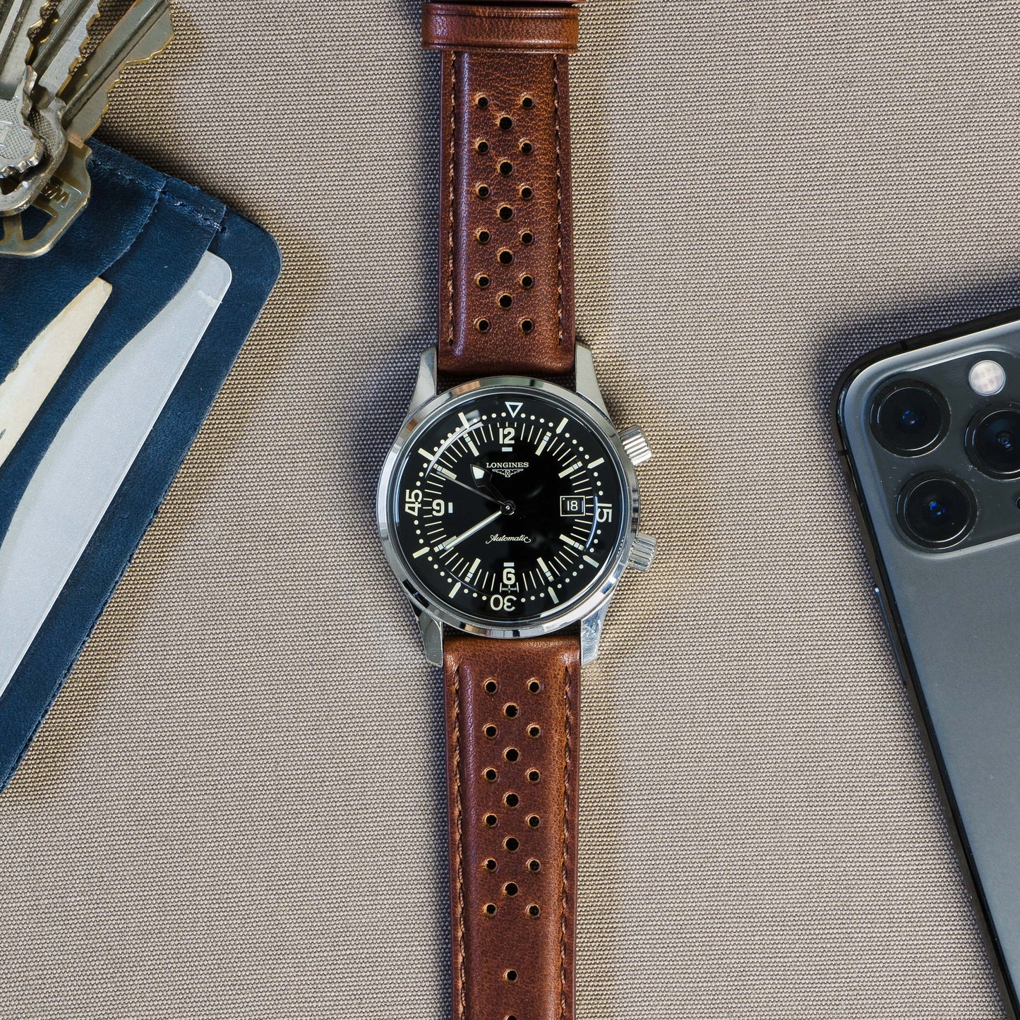 Chocolate Brown Racing Horween Leather Watch Band