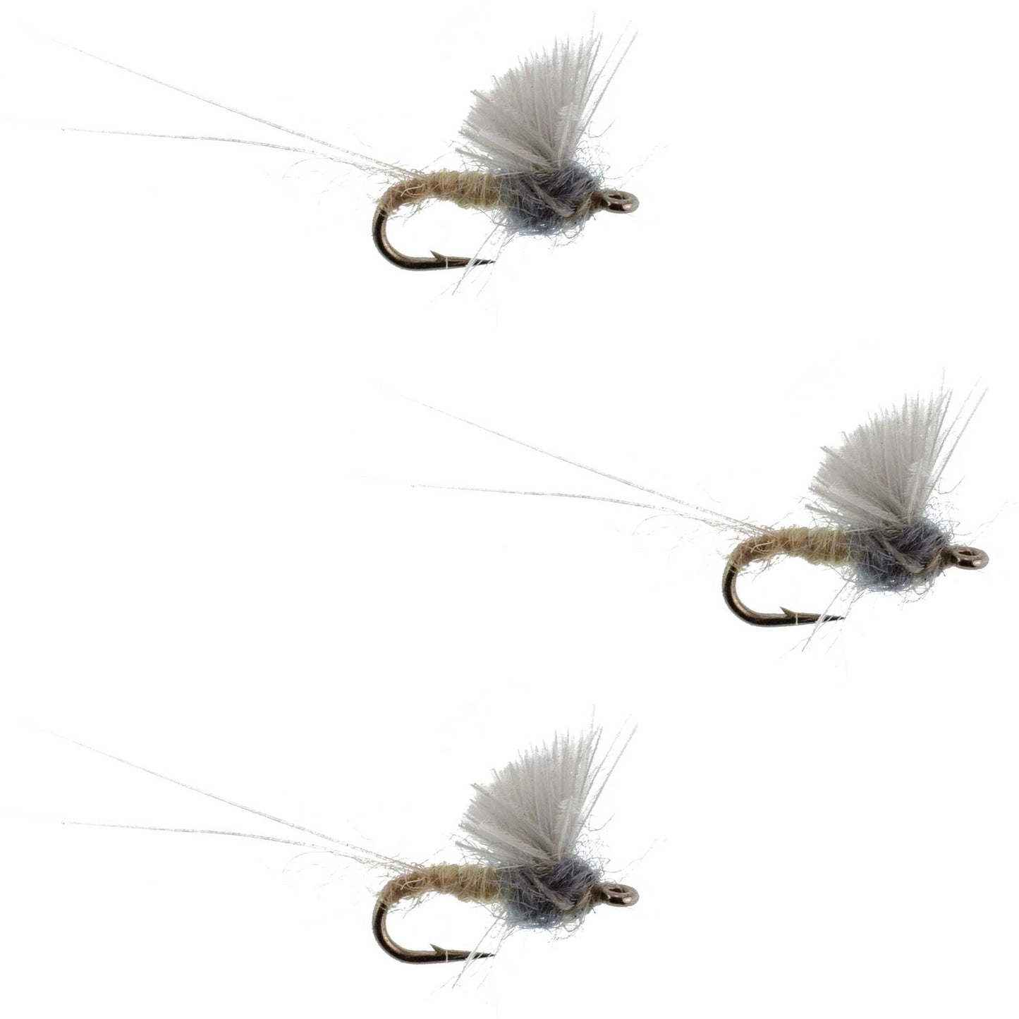 3 Pack RS2 Gray Emerger Midge - Hook Size 20