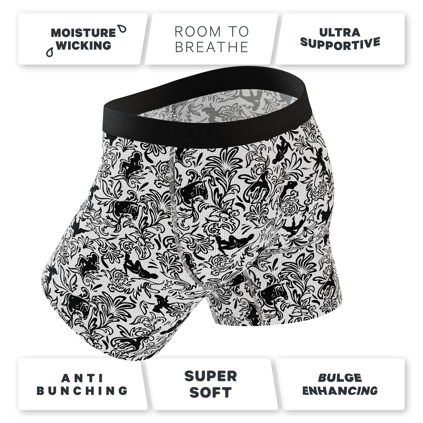 The Racy & Lacy | Provocative Lace Print Ball Hammock® Pouch Underwear With Fly