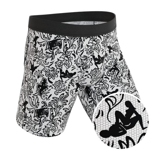 The Racy & Lacy | Provocative Lace Print Long Leg Ball Hammock® Pouch Underwear With Fly