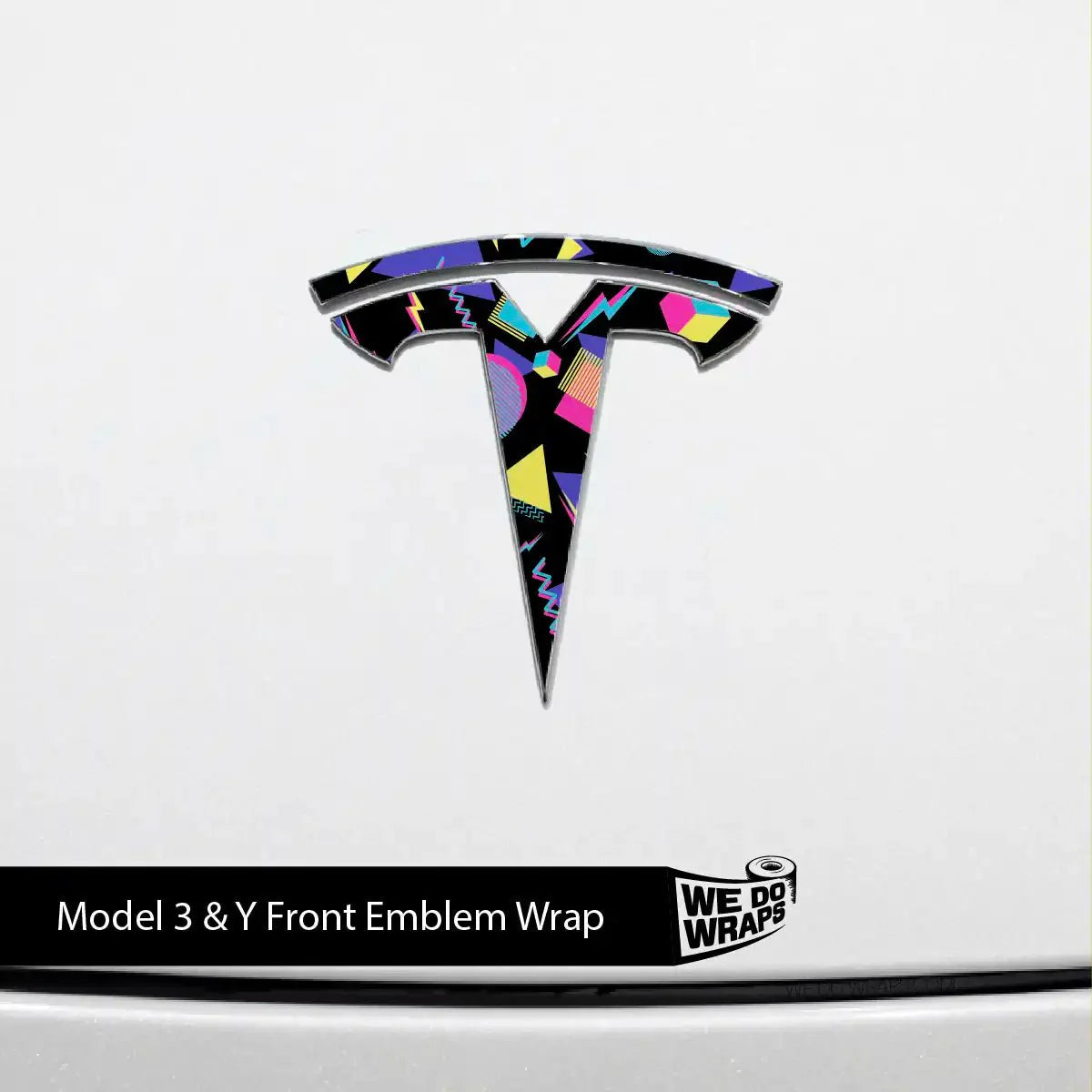 Rad 80's Tesla Emblem Decals (Front + Back) | Model 3