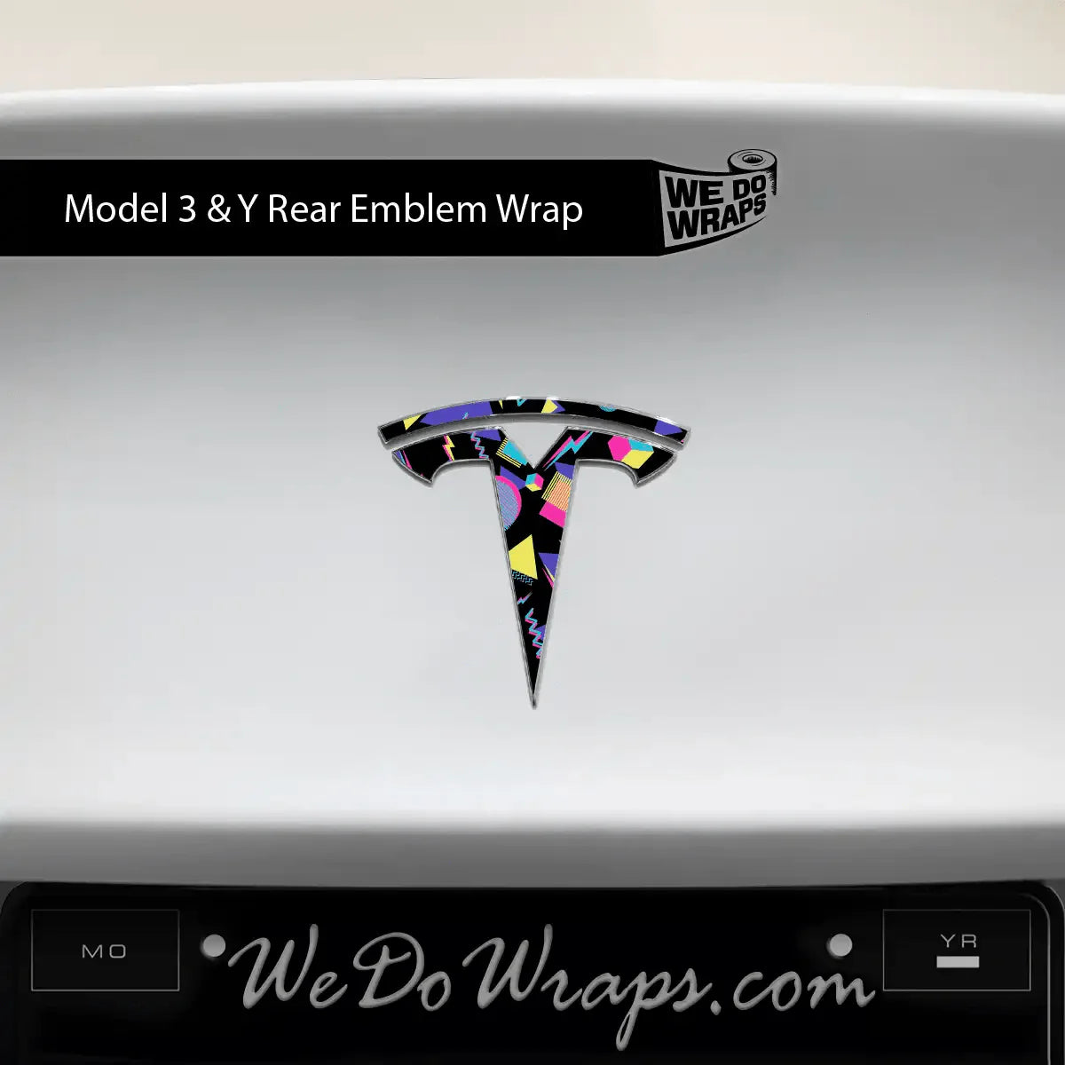 Rad 80's Tesla Emblem Decals (Front + Back) | Model 3