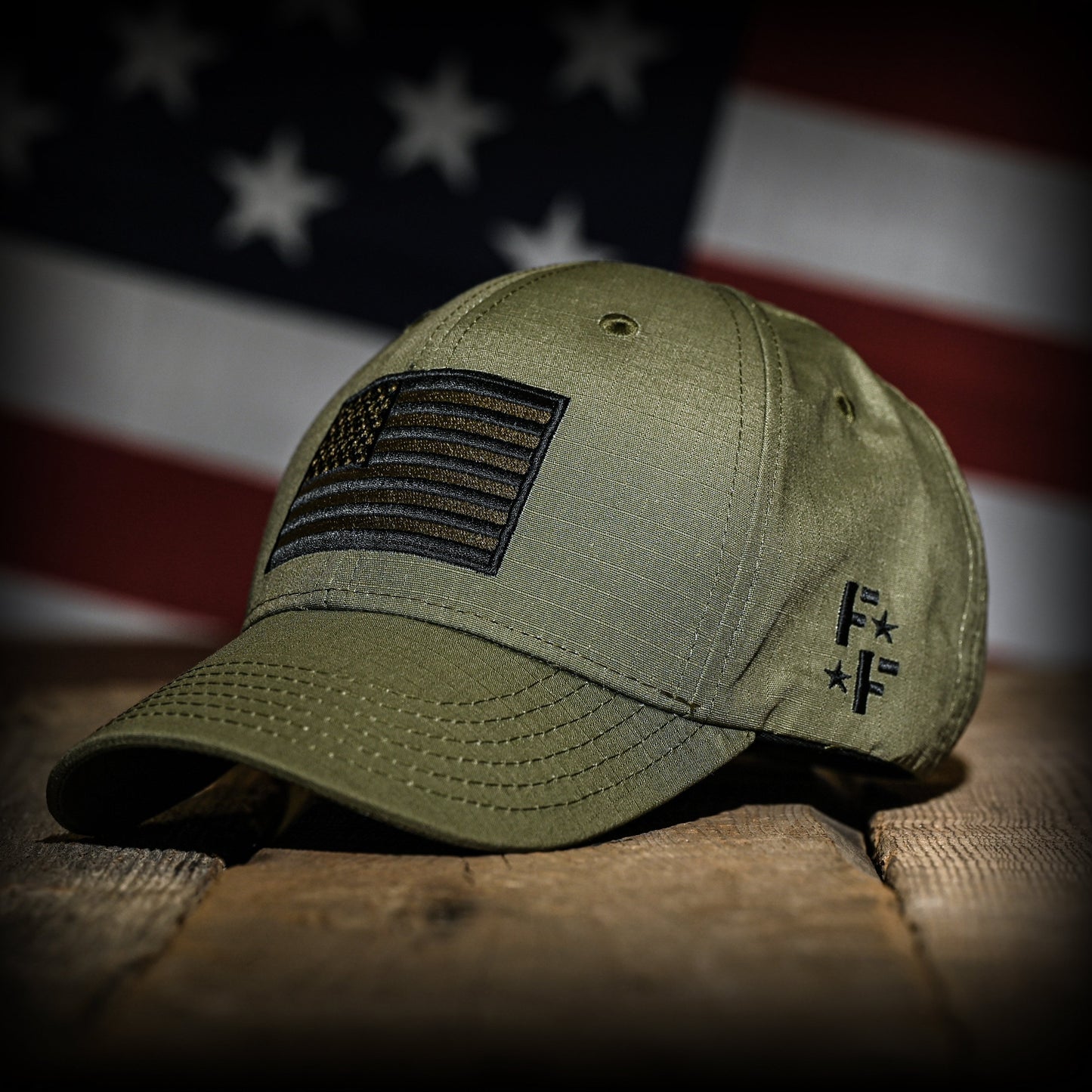 Ranger Green Ripstop Full Fabric American Flag Hat