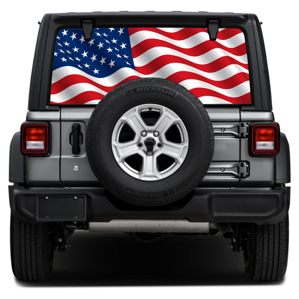 Wavy Old Glory Rear Window Decal