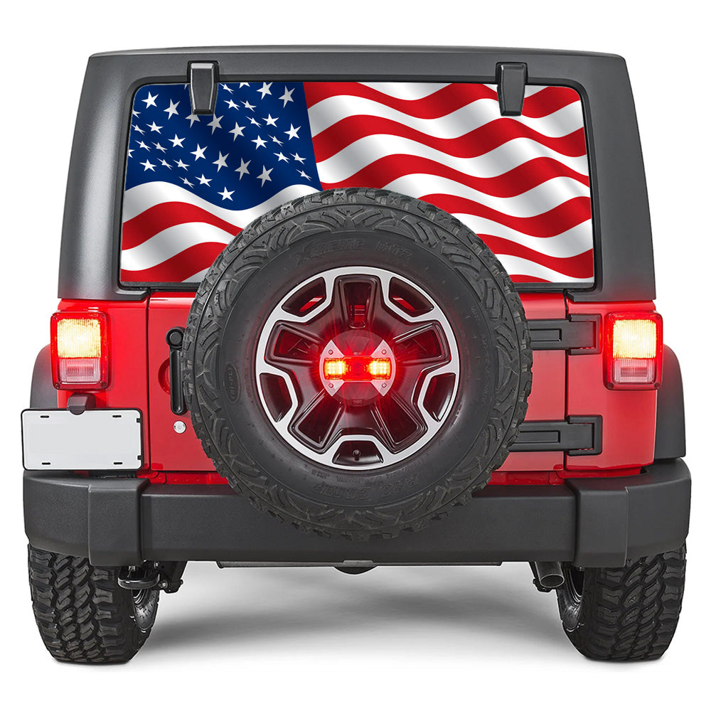 Wavy Old Glory Rear Window Decal