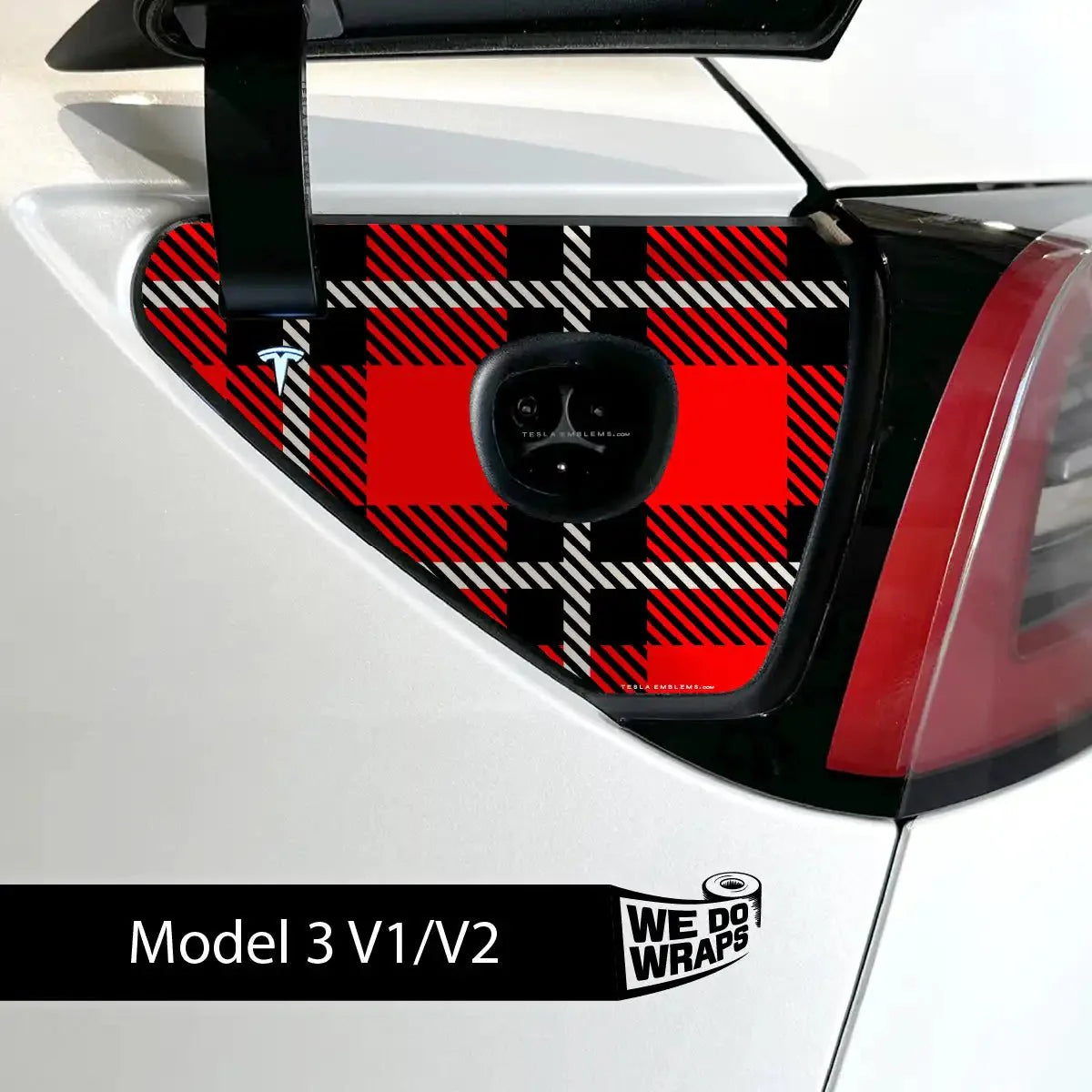 Tartan Plaid Tesla Charge Port Wrap | Model 3