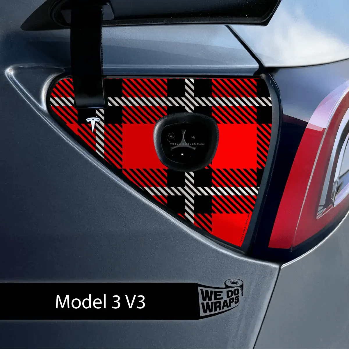 Tartan Plaid Tesla Charge Port Wrap | Model 3
