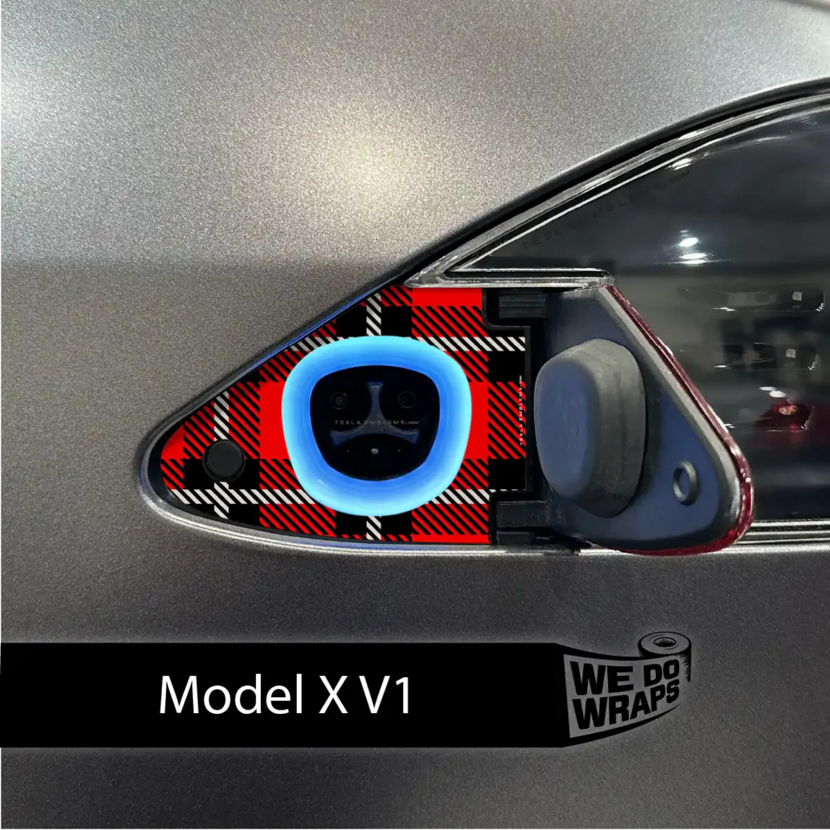 Tartan Plaid Tesla Charge Port Wrap | Model X