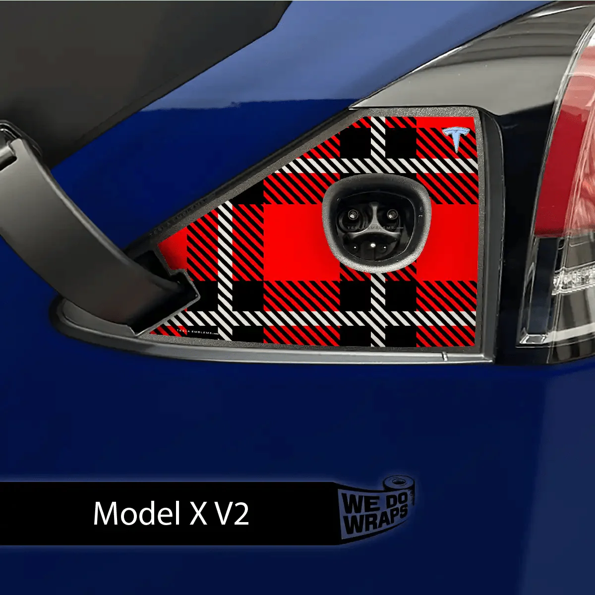 Tartan Plaid Tesla Charge Port Wrap | Model X