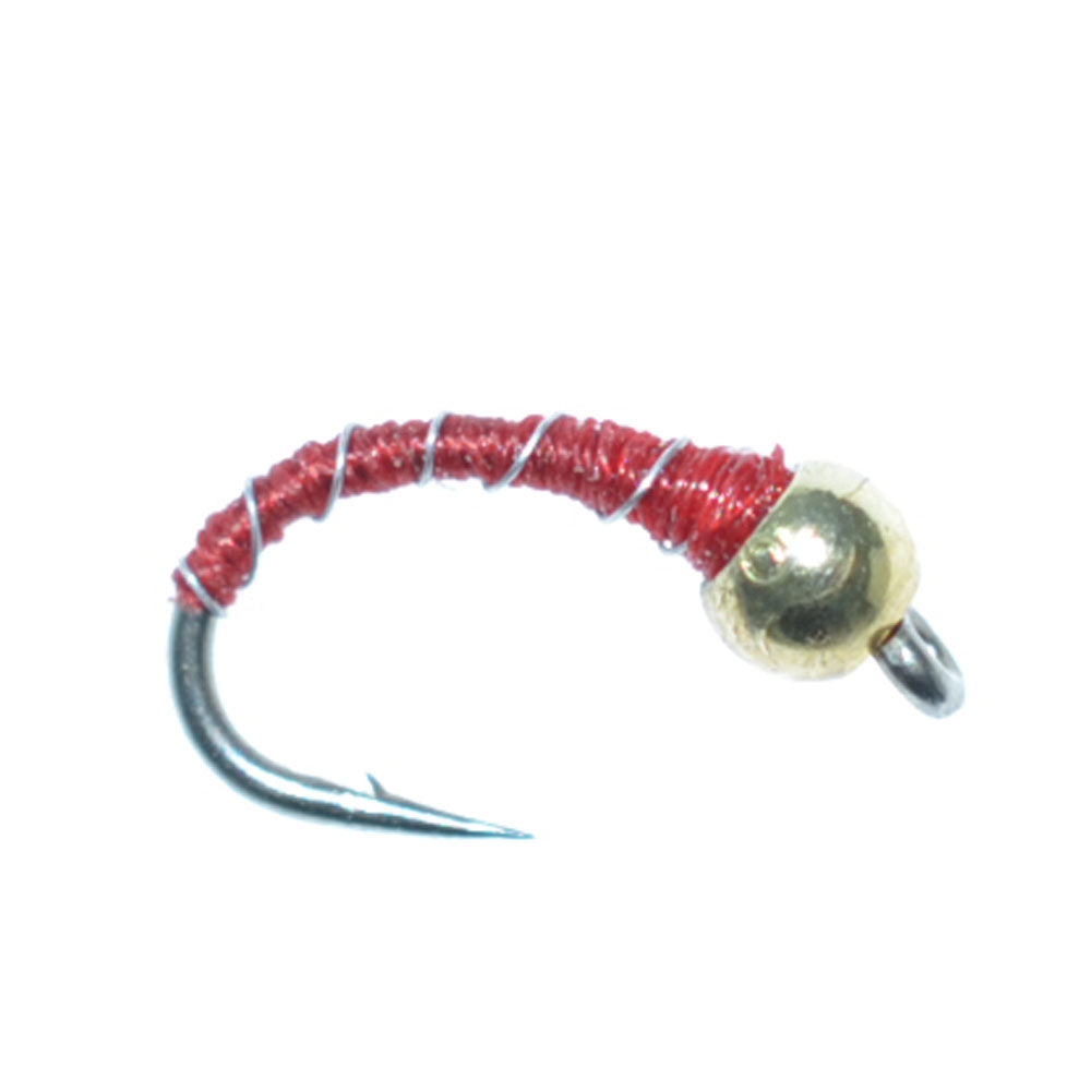 Bead Head Red Zebra Midge Still Water Nymph 6 Flies Hook Size 14