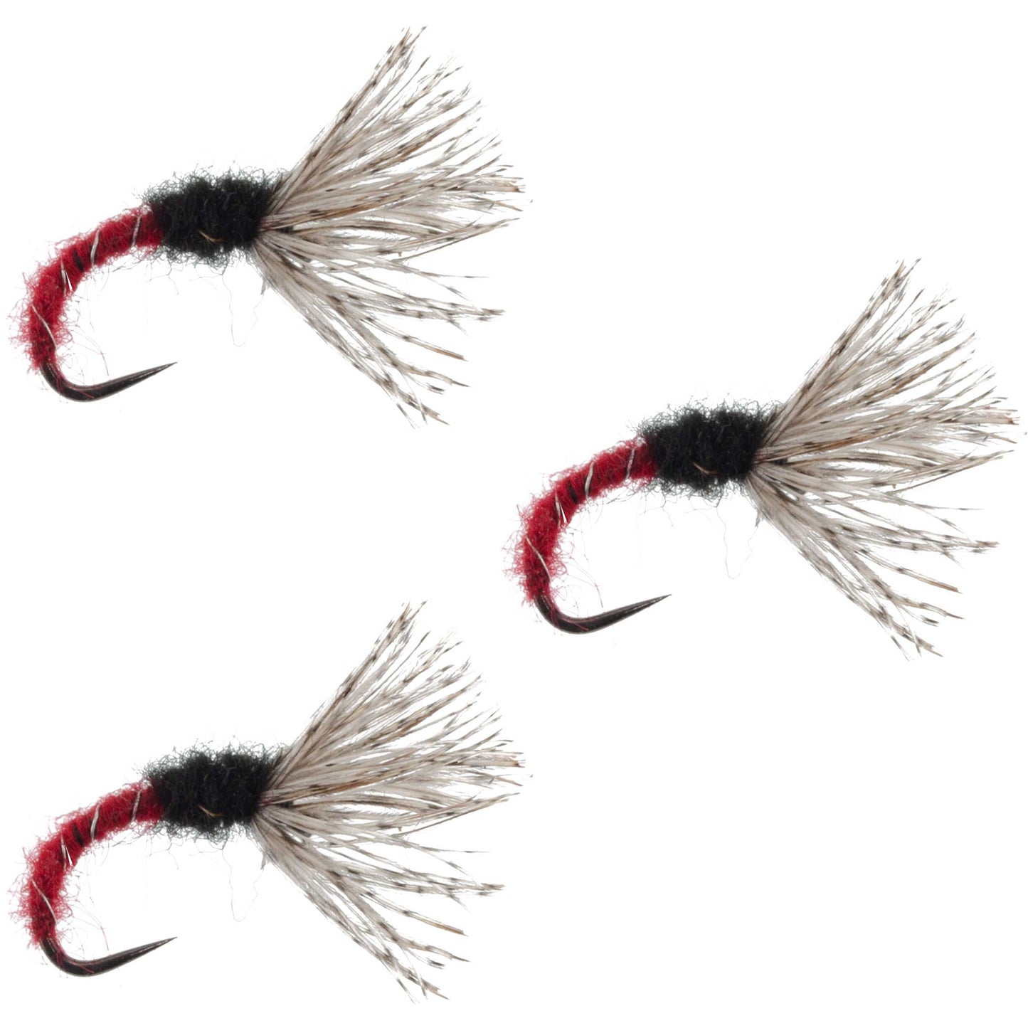 3 Pack Red Zebra Sakasa Kebari - Tenkara Flies - Size 12
