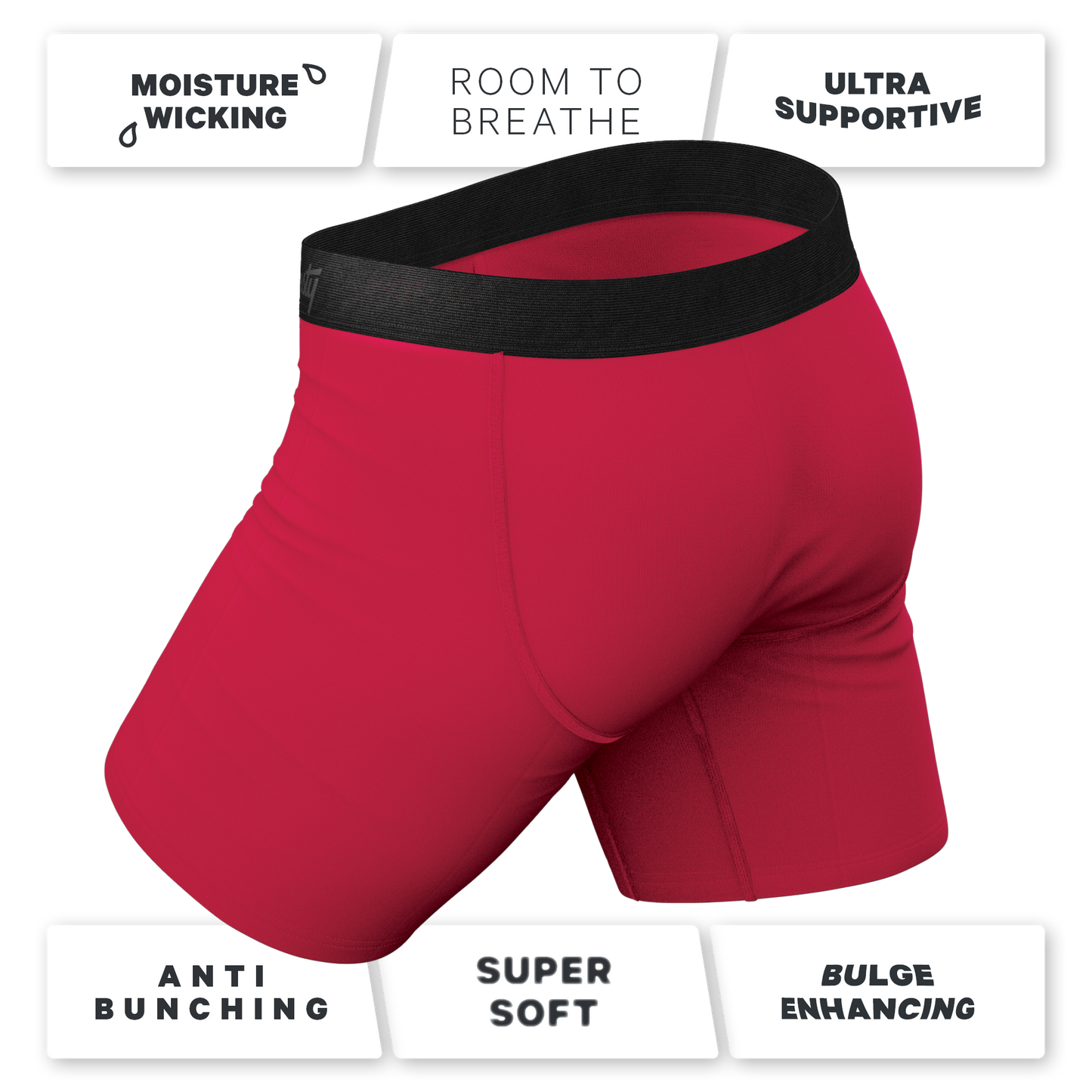 The Red Velvet | Dark Red Long Leg Ball Hammock® Pouch Underwear With Fly