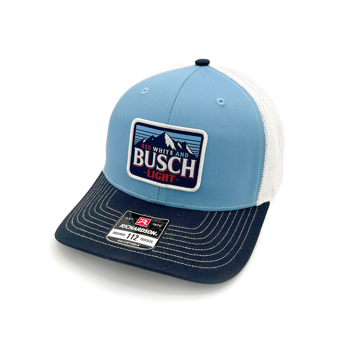 Red White Busch Light Woven Patch Hat