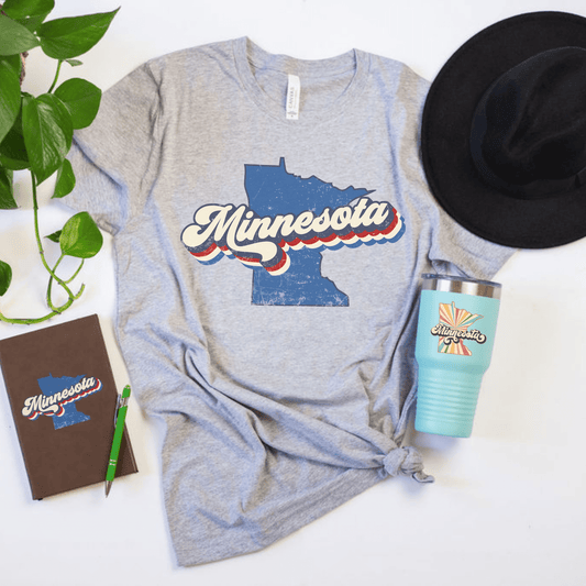 Red, White and Blue Patriotic Retro Minnesota T-Shirt