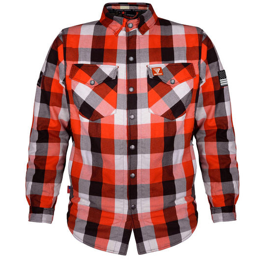 Protective Flannel Shirt - Red Black White Checkered with Pads