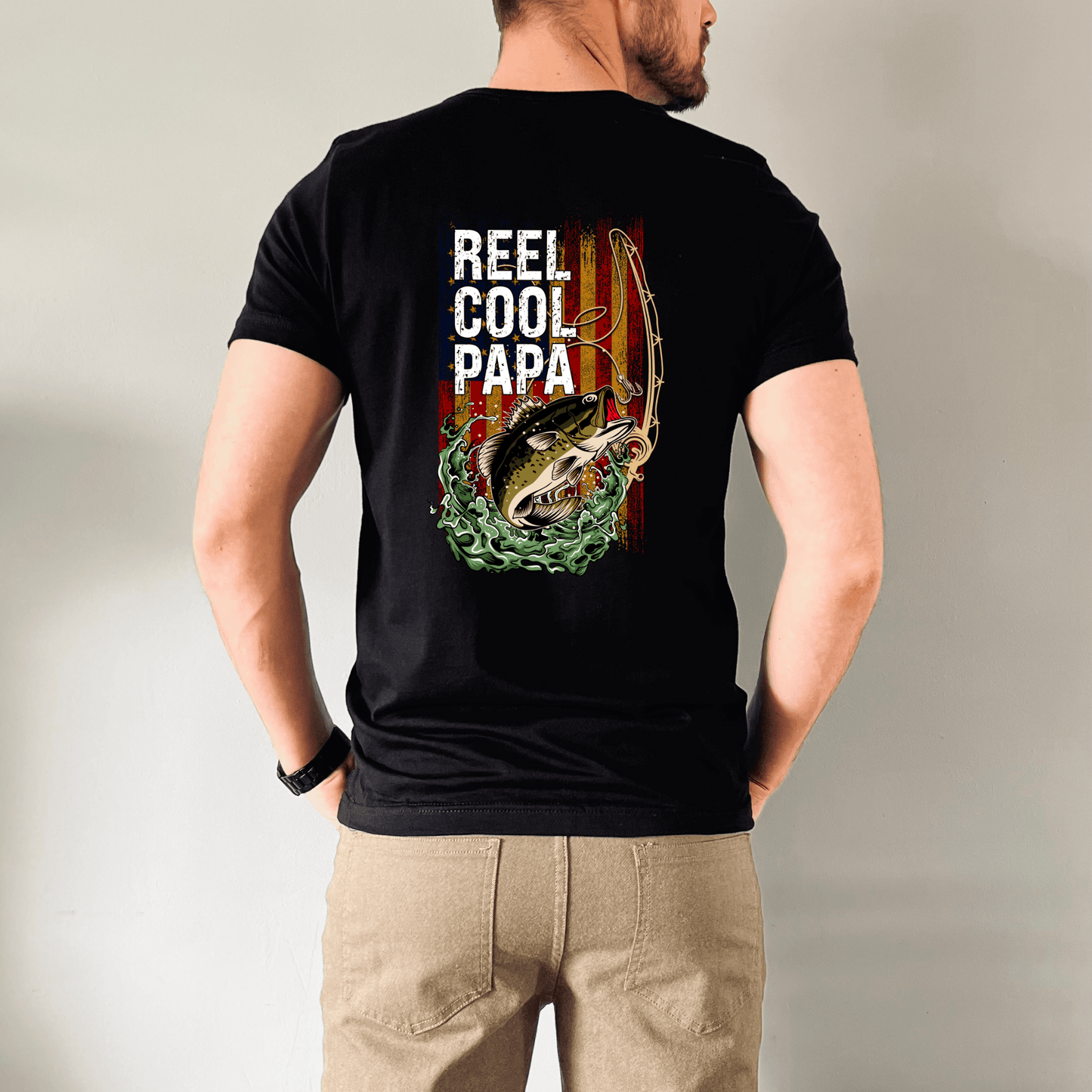 Reel Cool Papa | Back Design Adult T-Shirt