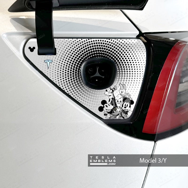 Retro Mickey & Friends Tesla Charge Port Wrap | Model Y