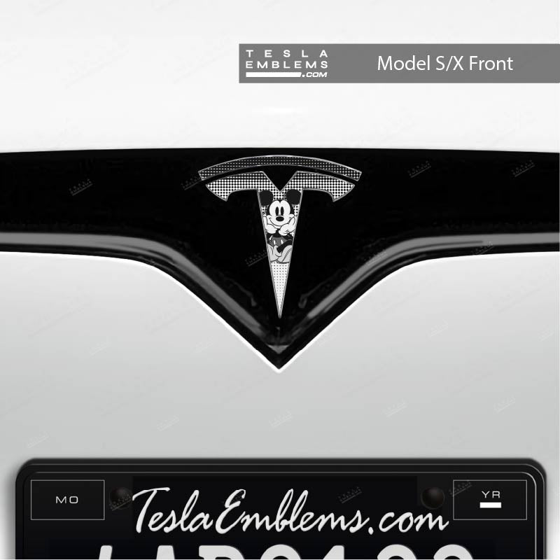 Retro Mickey Tesla Emblem Decals (Front + Back) | Model S