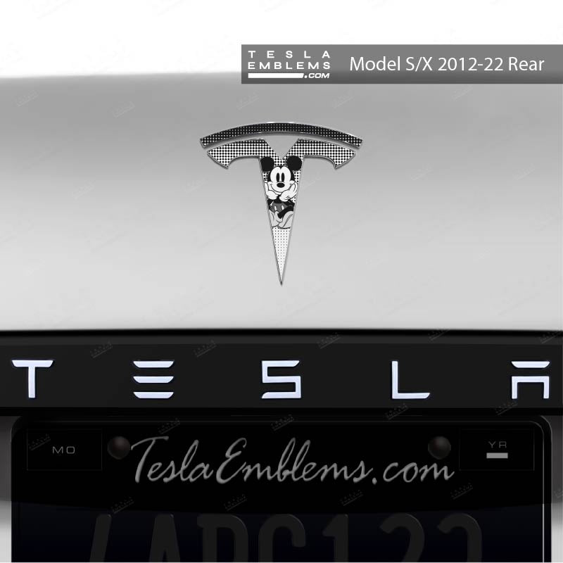 Retro Mickey Tesla Emblem Decals (Front + Back) | Model X