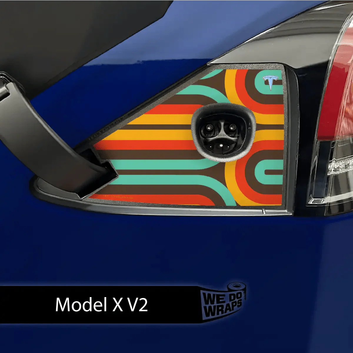 Retro Stripes Tesla Charge Port Wrap | Model X